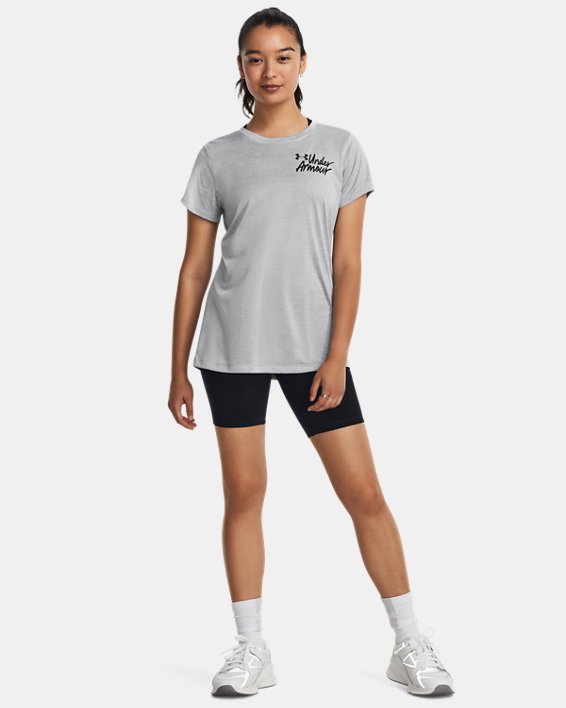 Women's UA Tech™ Twist Graphic Short Sleeve in Gray image number 2